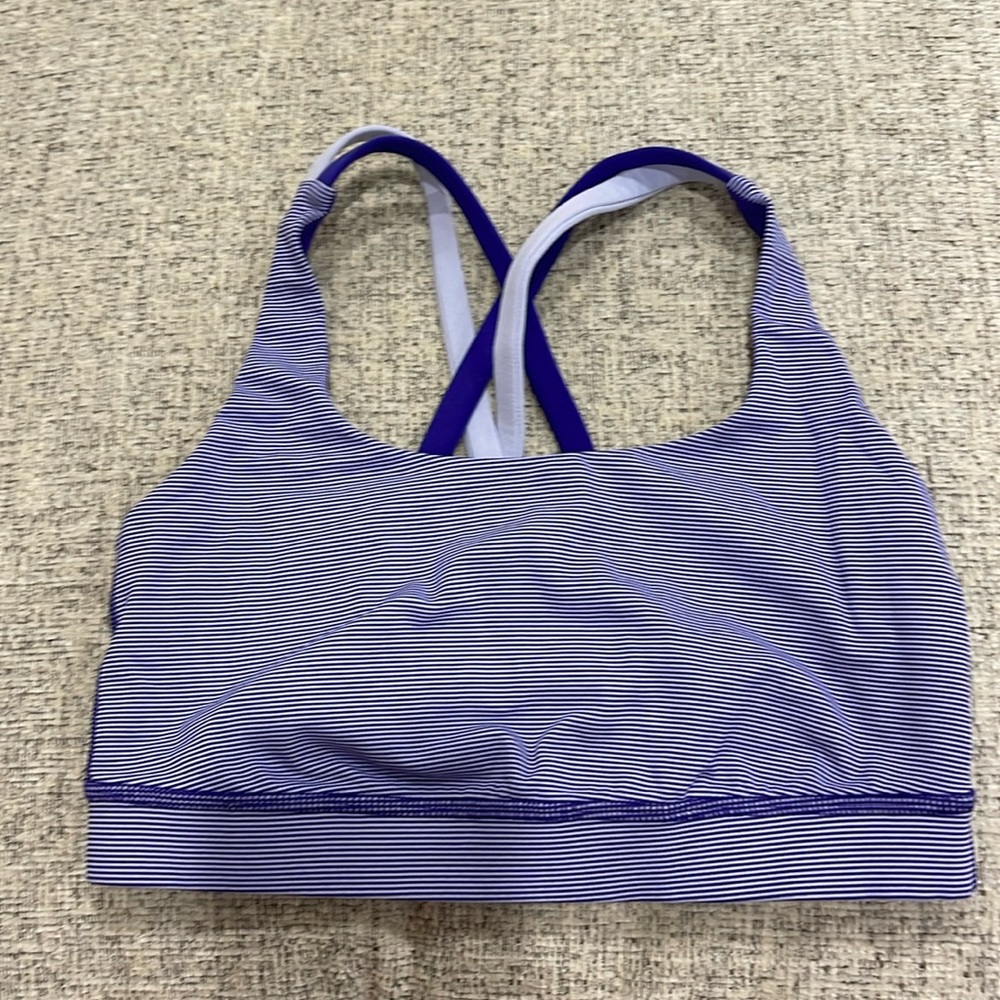 Lululemon sportsbra. Purple and white striped. Size 4